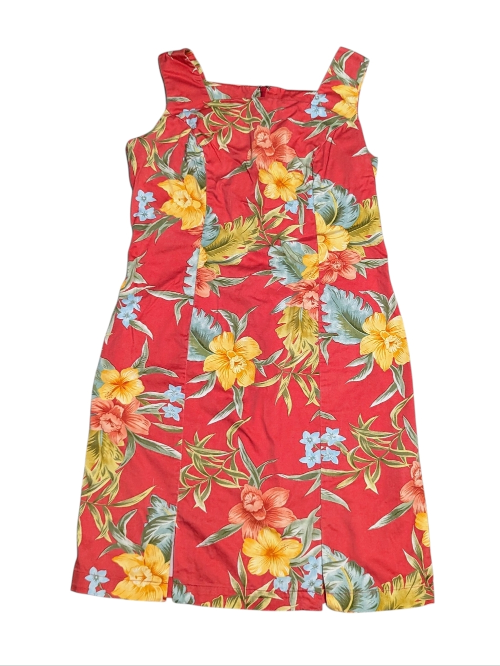Vintage Caribbean Joe Petite Tropical Floral Sheath Dress - Red/Yellow - Size PS